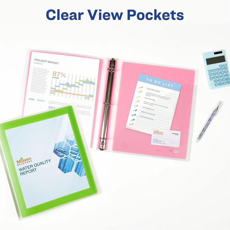 Avery&reg; Flexi-View 3 Ring Binder, 1 Inch Round Rings, 1 Red Binder