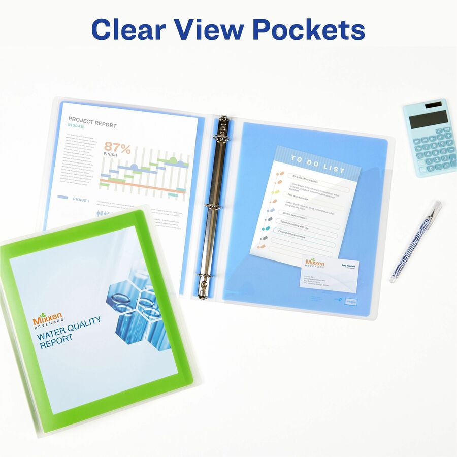 Avery&reg; Flexi-View 3 Ring Binder, 1 Inch Round Rings, 1 Blue Binder