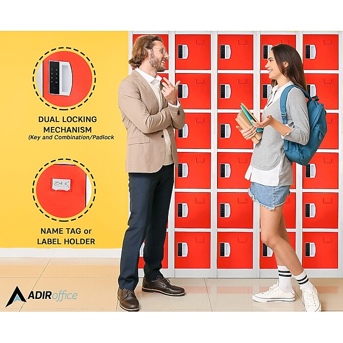 72" H x 12" W  6-Tier Steel Storage Locker with Digital Lock, Red