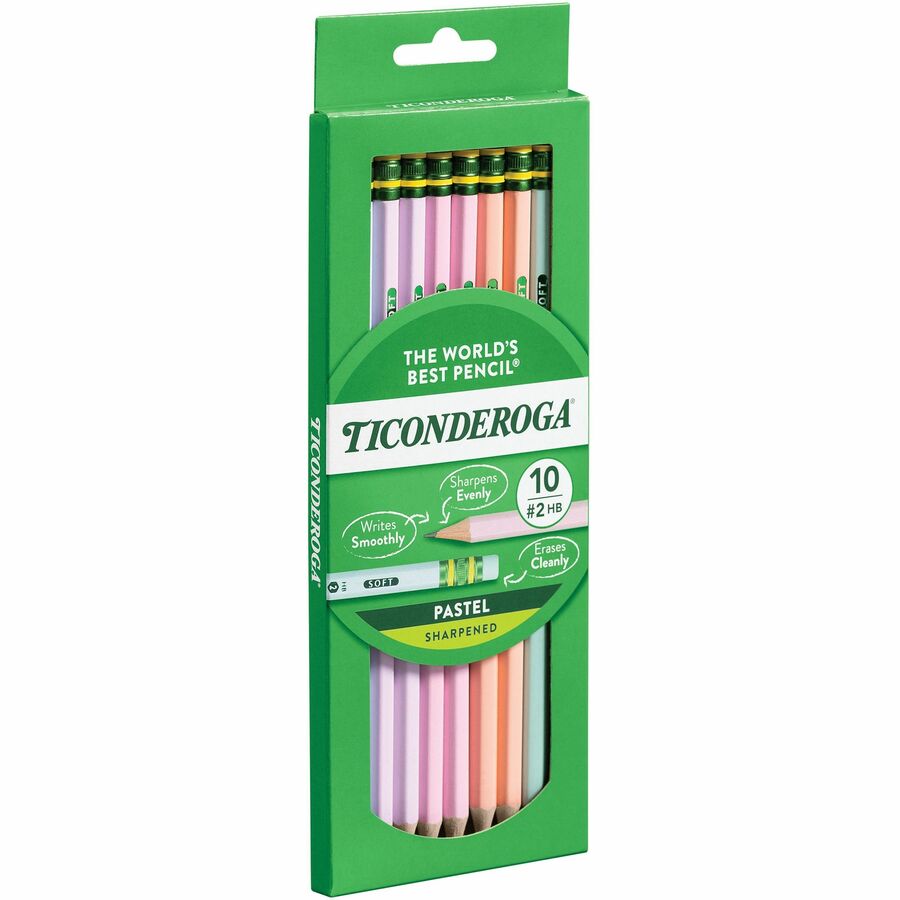 Ticonderoga Wood Pencils - Graphite Lead - Assorted Wood Barrel - 10 / Box