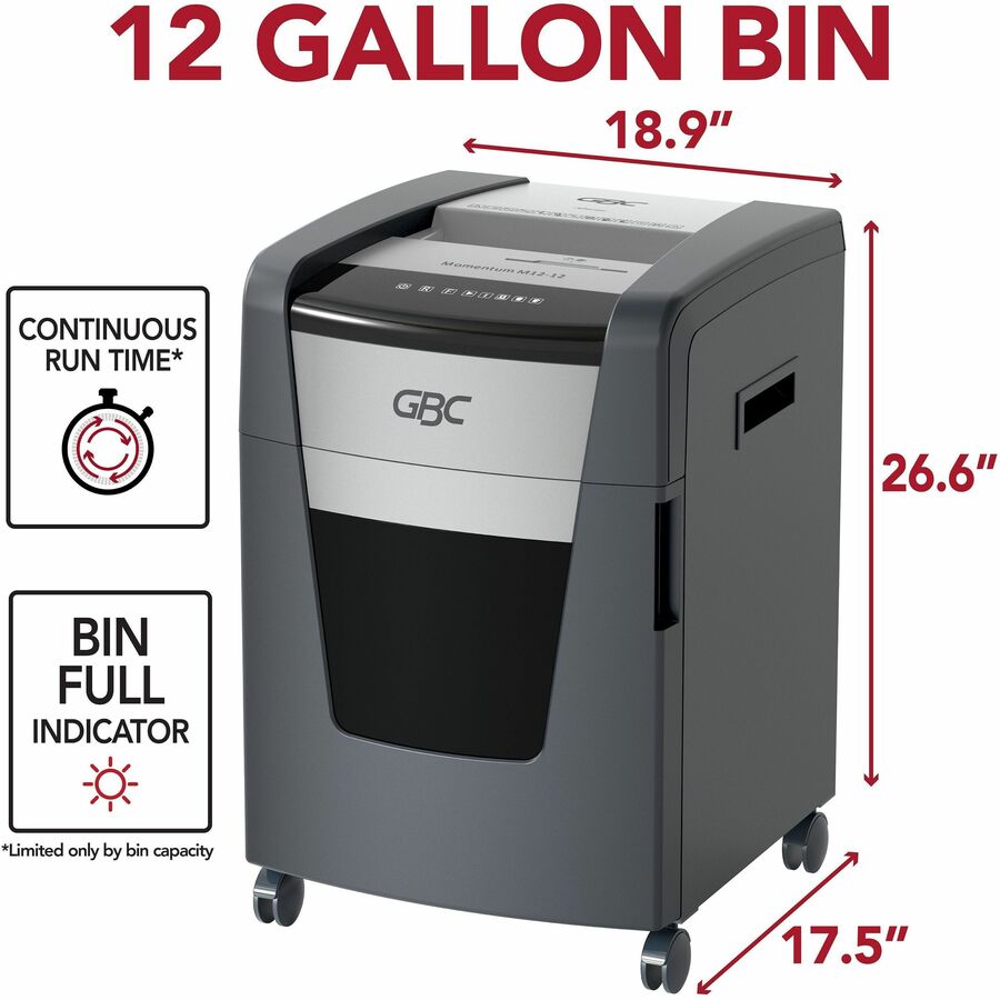 GBC Momentum Paper Shredder, X18-12, Micro-Cut, P-4, Anti-Jam, 18 Sheets