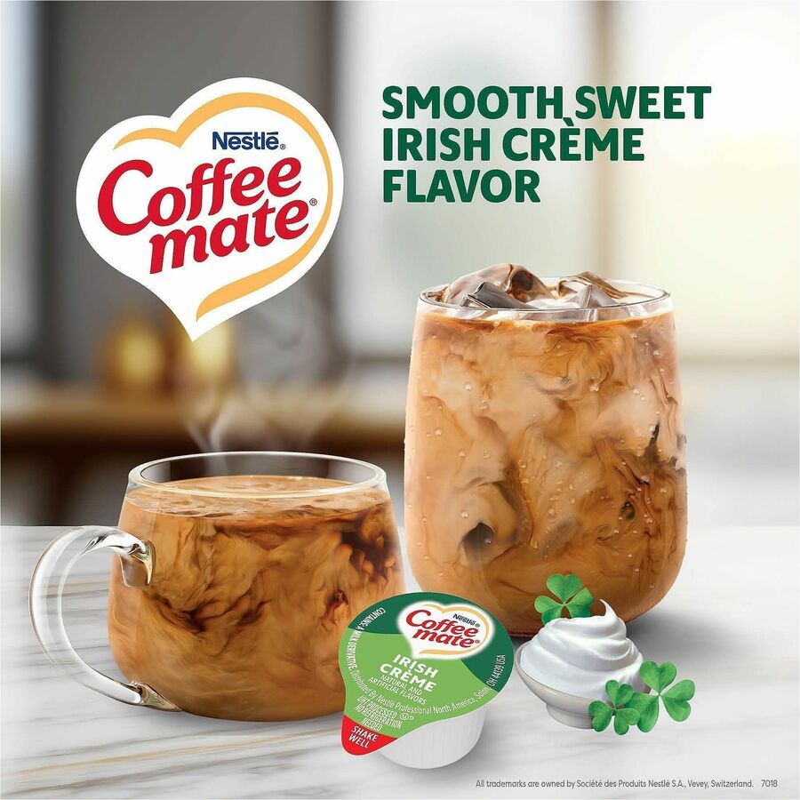 Coffee mate Irish Creme Nondairy Liquid Creamer Singles - Irish Cream Flavor - 0.38 fl oz (11 mL) - 180 / Carton