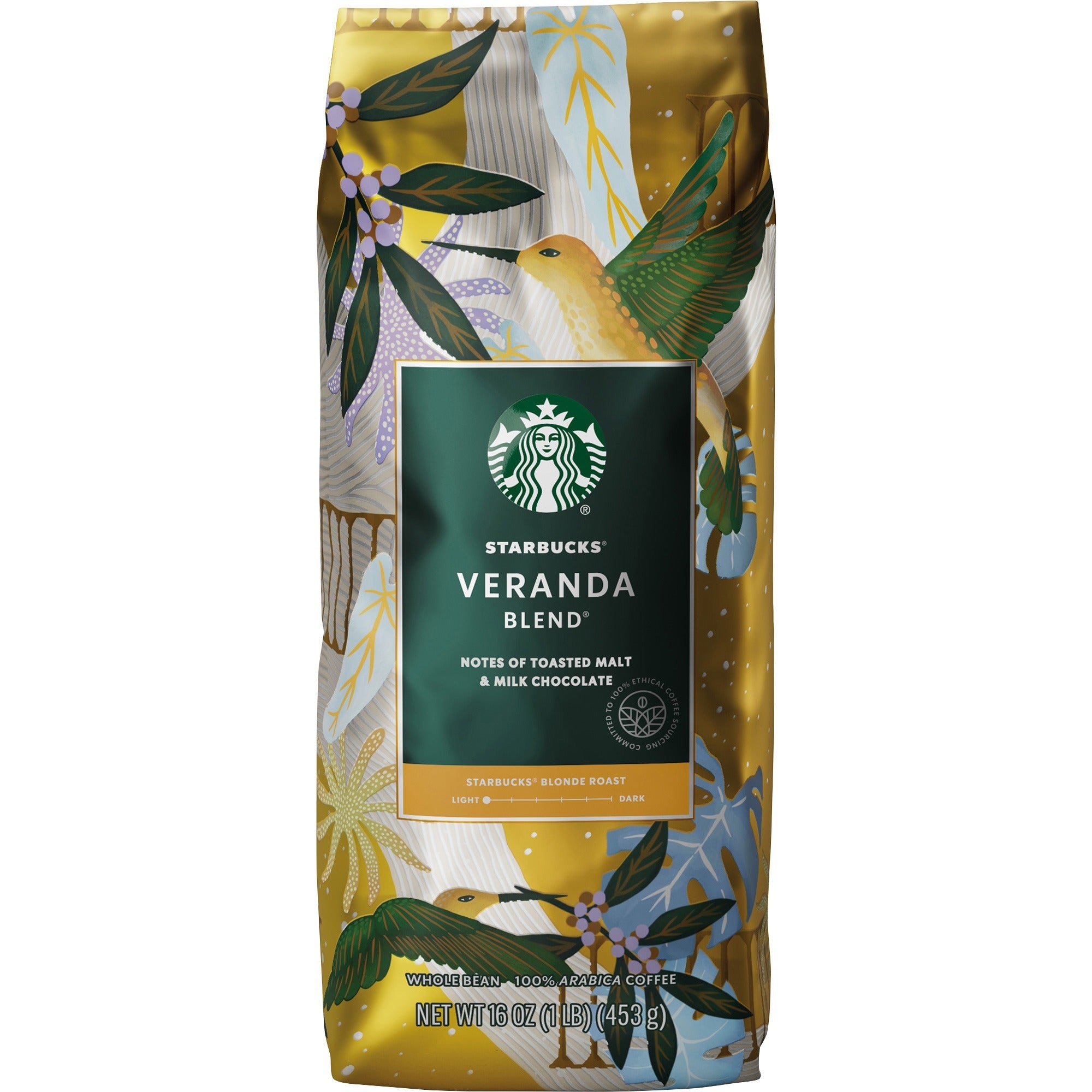 Starbucks Veranda Blend Whole Bean Coffee, Blonde Roast, 16 oz, 1 Each