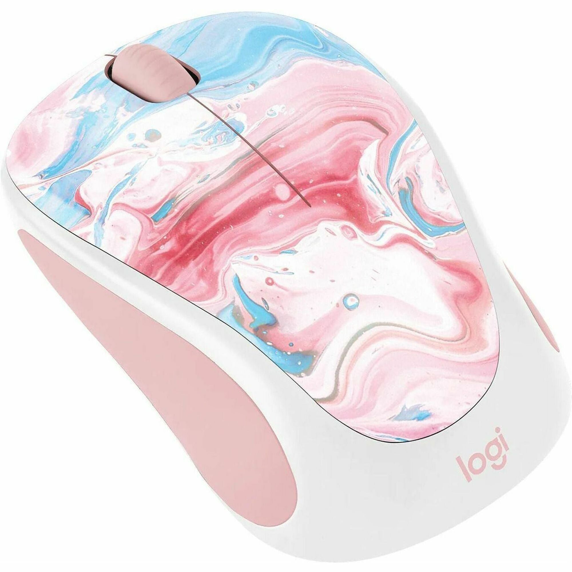 Logitech Design Collection Limited Edition Wireless Mouse, Optical, Wireless, Radio Frequency, USB, 1000 dpi, Scroll Wheel, 3 Buttons, Small Right-Handed, Cotton Candy Pattern, 1 Each