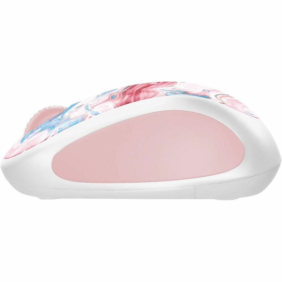 Logitech Design Collection Limited Edition Wireless Mouse, Optical, Wireless, Radio Frequency, USB, 1000 dpi, Scroll Wheel, 3 Buttons, Small Right-Handed, Cotton Candy Pattern, 1 Each