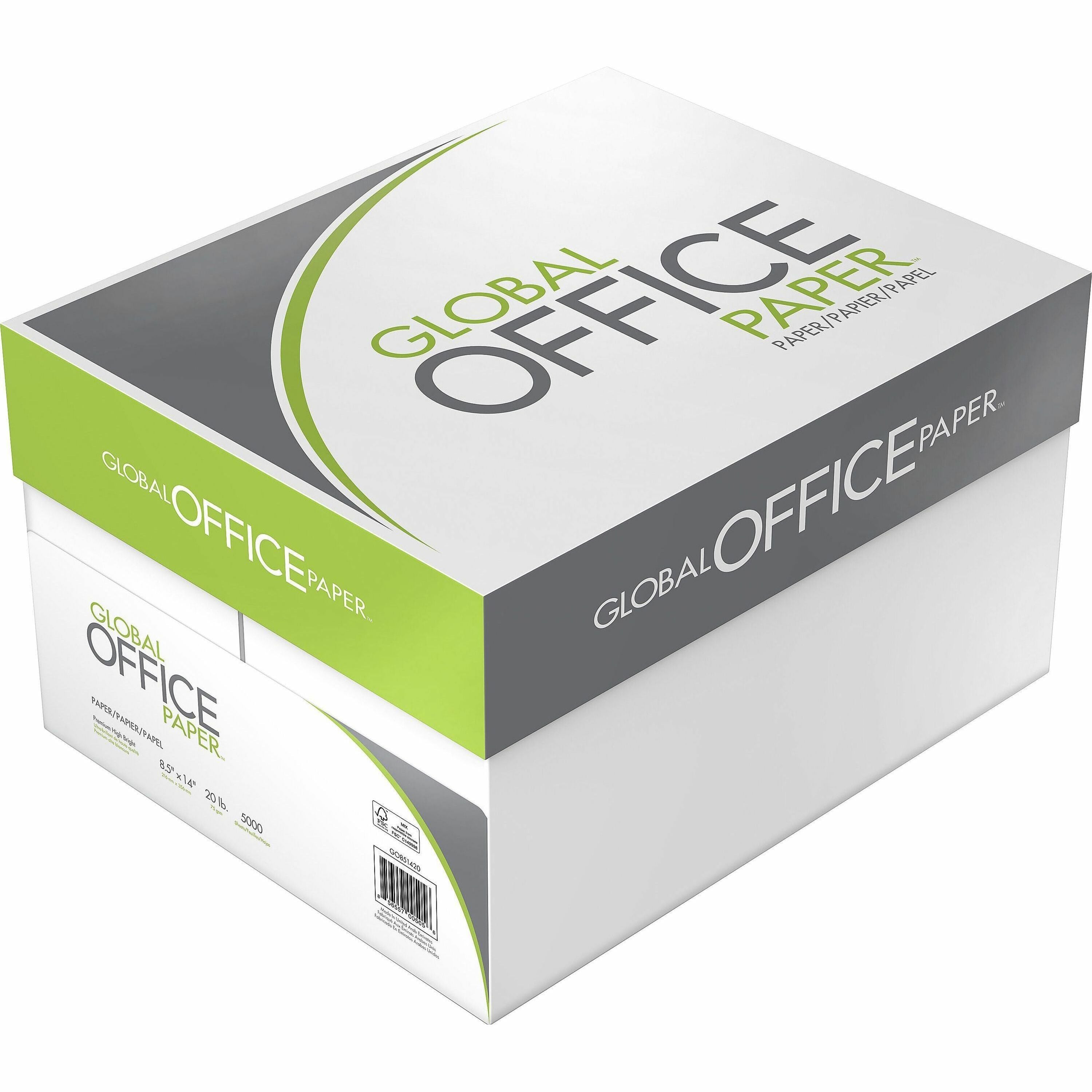 Global Office Premium Multipurpose Paper, 96 Brightness, 8.5" x 14", White, 500 Sheets per Ream, 10 Reams per Carton