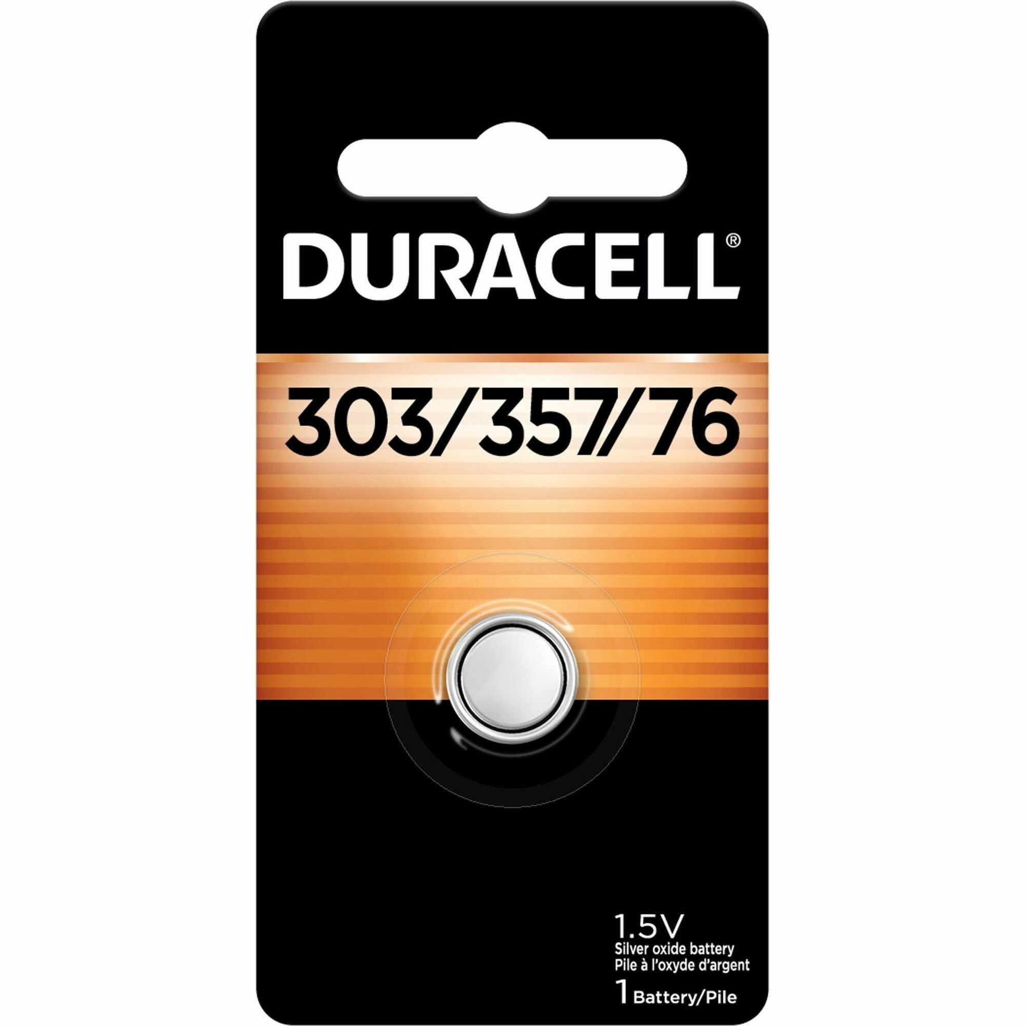 Duracell 303/357 Silver Oxide Battery, 1.5V, 1 Each
