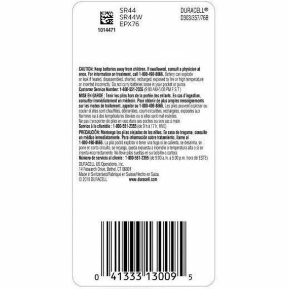 Duracell 303/357 Silver Oxide Battery, 1.5V, 1 Each