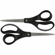 Fiskars Recycled All-purpose Scissors, Stainless Steel Blades, Straight Tip, Black, 2 per Pack