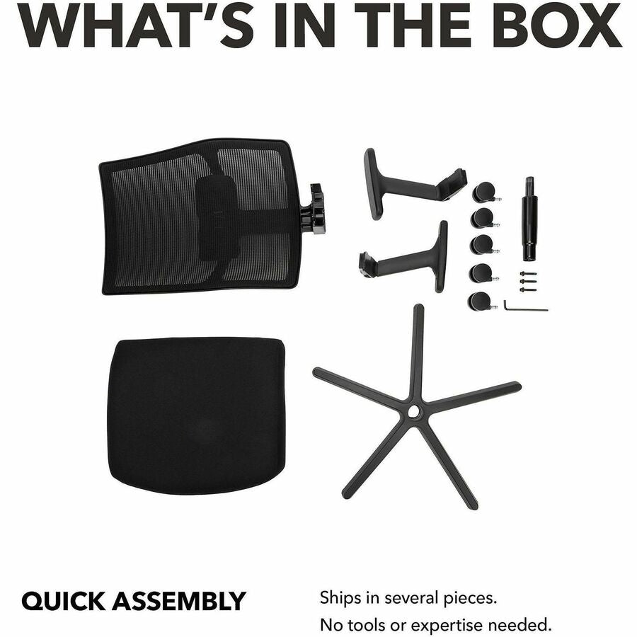 Black Seat Color - Polyurethane, Fabric Seat Material - Black Back Color - Mesh Back Material - Black Frame Color - Mid Back - 5-star Base - 1 Each