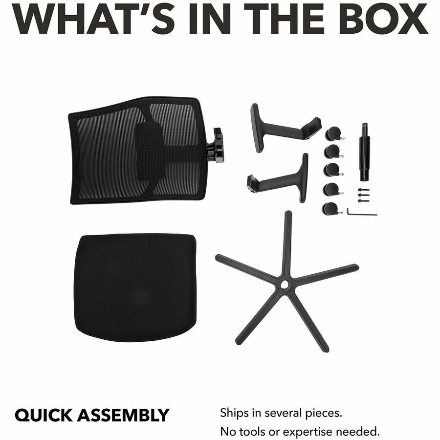 Mid Back - Black - Armrest - 1 Each