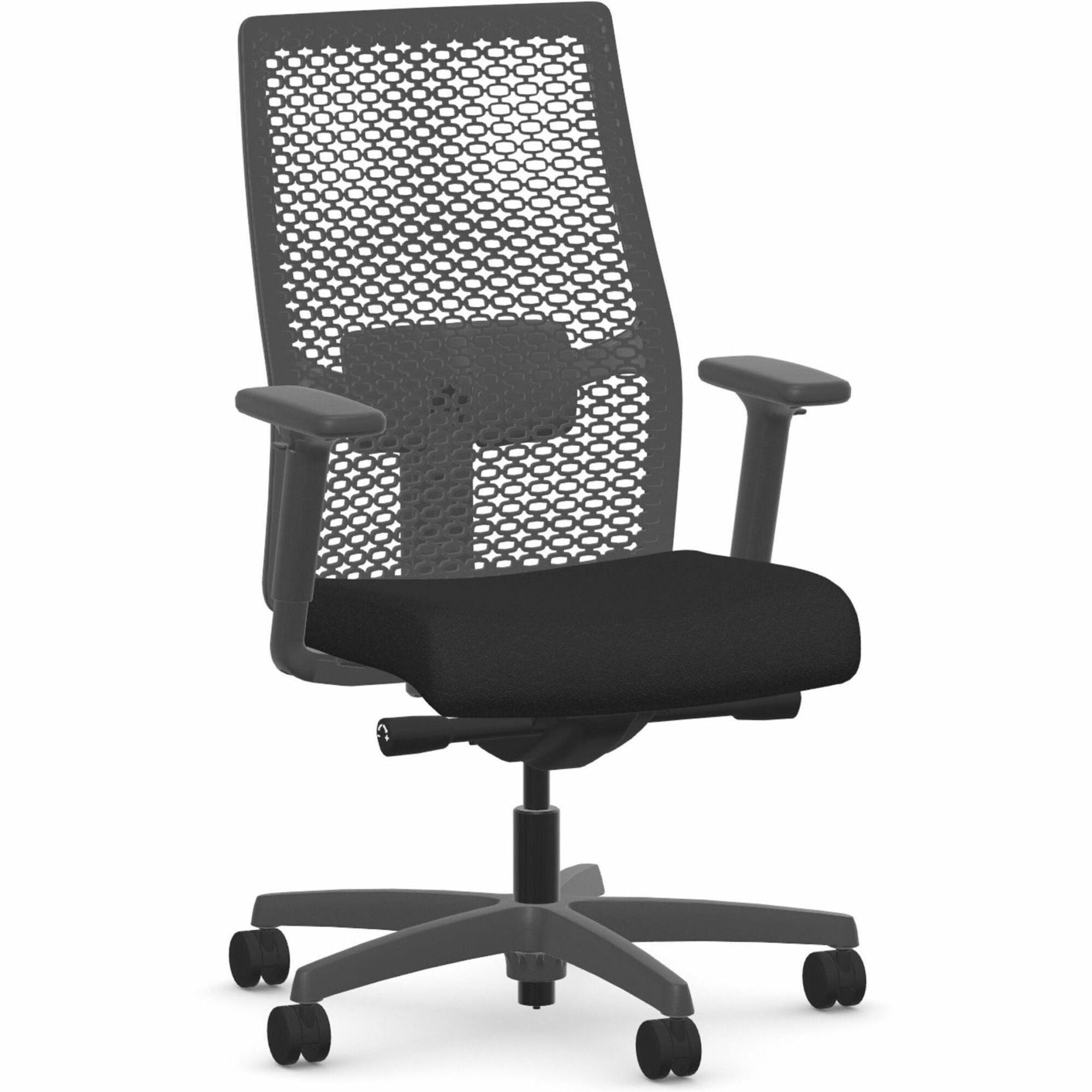 Black Frame Color - Mid Back - Black - Armrest - 1 Each