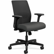 HON Ignition Task Chair, Iron Ore Fabric Seat, Mesh Back, Black Frame, 5-Star Base, Adjustable Arms and Lumbar Support, 1 Each