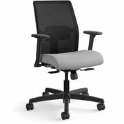 HON Ignition Task Chair, Frost Fabric Seat, Mesh Back, Black Frame, 5-Star Base, Adjustable Arms and Lumbar Support, 1 Each