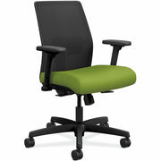 HON Ignition Task Chair, Pear Fabric Seat, Mesh Back, Black Frame, 5-Star Base, Adjustable Arms and Lumbar, 300 lb Capacity, 1 Each