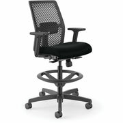 HON Ignition ReActiv Low-Back Task Stool, Black Seat, Charcoal Back, Adjustable Arms, 5-Star Black Base, Molded Foam and Fabric, 1 Each
