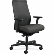 HON Ignition Black Mesh Back Chair, Iron Ore Fabric Seat, Adjustable Arms and Lumbar, Mid Back, 5-Star Base, 1 Each