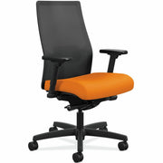 HON Ignition Black Mesh Back Chair, Apricot Fabric/Polyurethane Seat, Mid Back, Adjustable Arms and Lumbar, 5-Star Base, 1 Each
