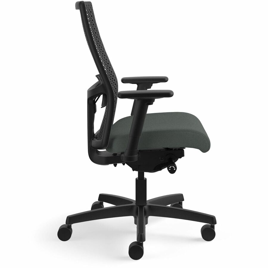 HON Ignition ReActiv Back Task Chair, Iron Ore Fabric Seat, Black Mesh Back, Adjustable Arms and Lumbar, 5-Star Base, 1 Each