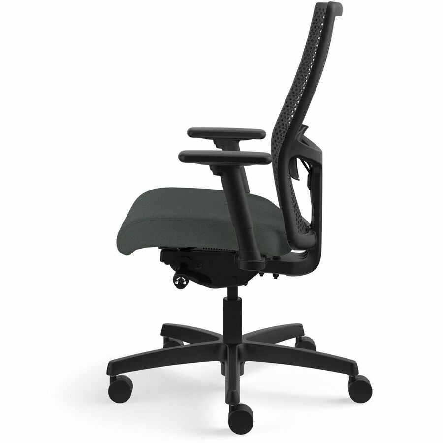HON Ignition ReActiv Back Task Chair, Iron Ore Fabric Seat, Black Mesh Back, Adjustable Arms and Lumbar, 5-Star Base, 1 Each