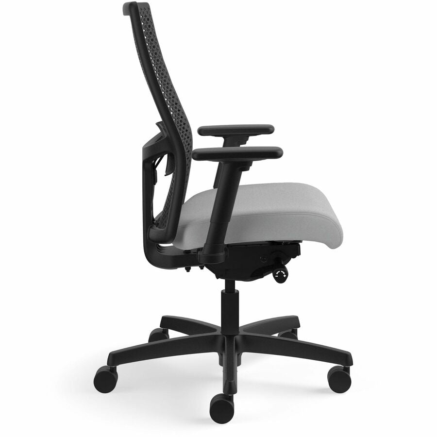 HON Ignition ReActiv Back Task Chair, Frost Fabric Seat, Black Mesh Back, Black Frame, 5-Star Base, Adjustable Arms and Lumbar, 1 Each