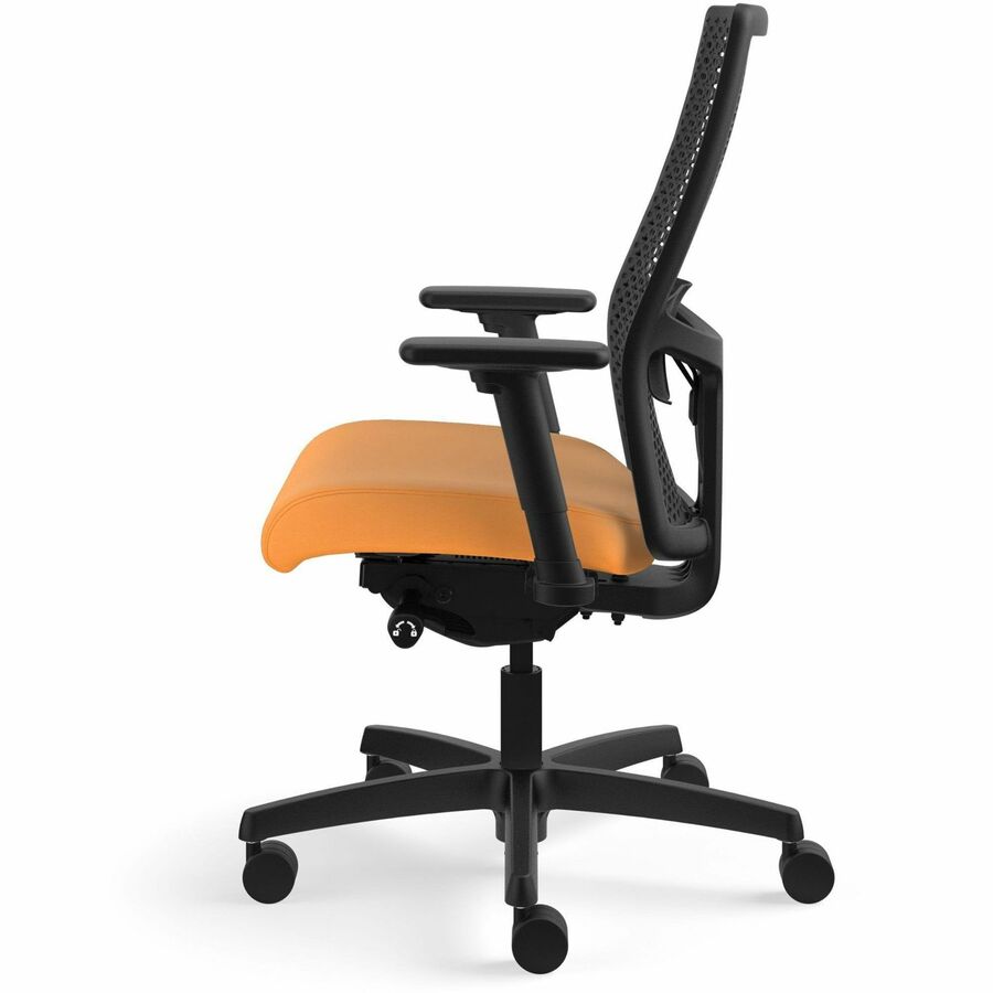 HON Ignition ReActiv Back Task Chair, Apricot Fabric Seat, Black Mesh Back, Black Frame, 5-Star Base, 1 Each