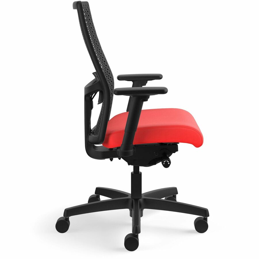 HON Ignition ReActiv Back Task Chair, Ruby Fabric Seat, Black Mesh Back, Black Frame, 5-Star Base, 1 Each