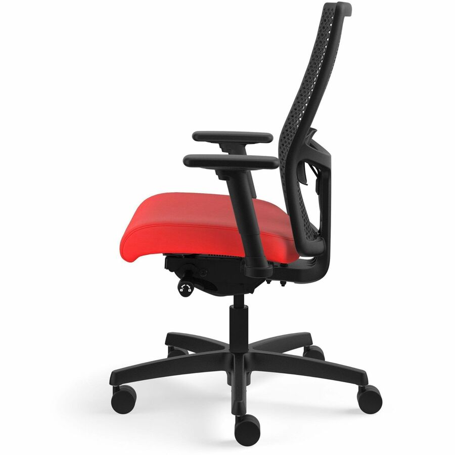 HON Ignition ReActiv Back Task Chair, Ruby Fabric Seat, Black Mesh Back, Black Frame, 5-Star Base, 1 Each