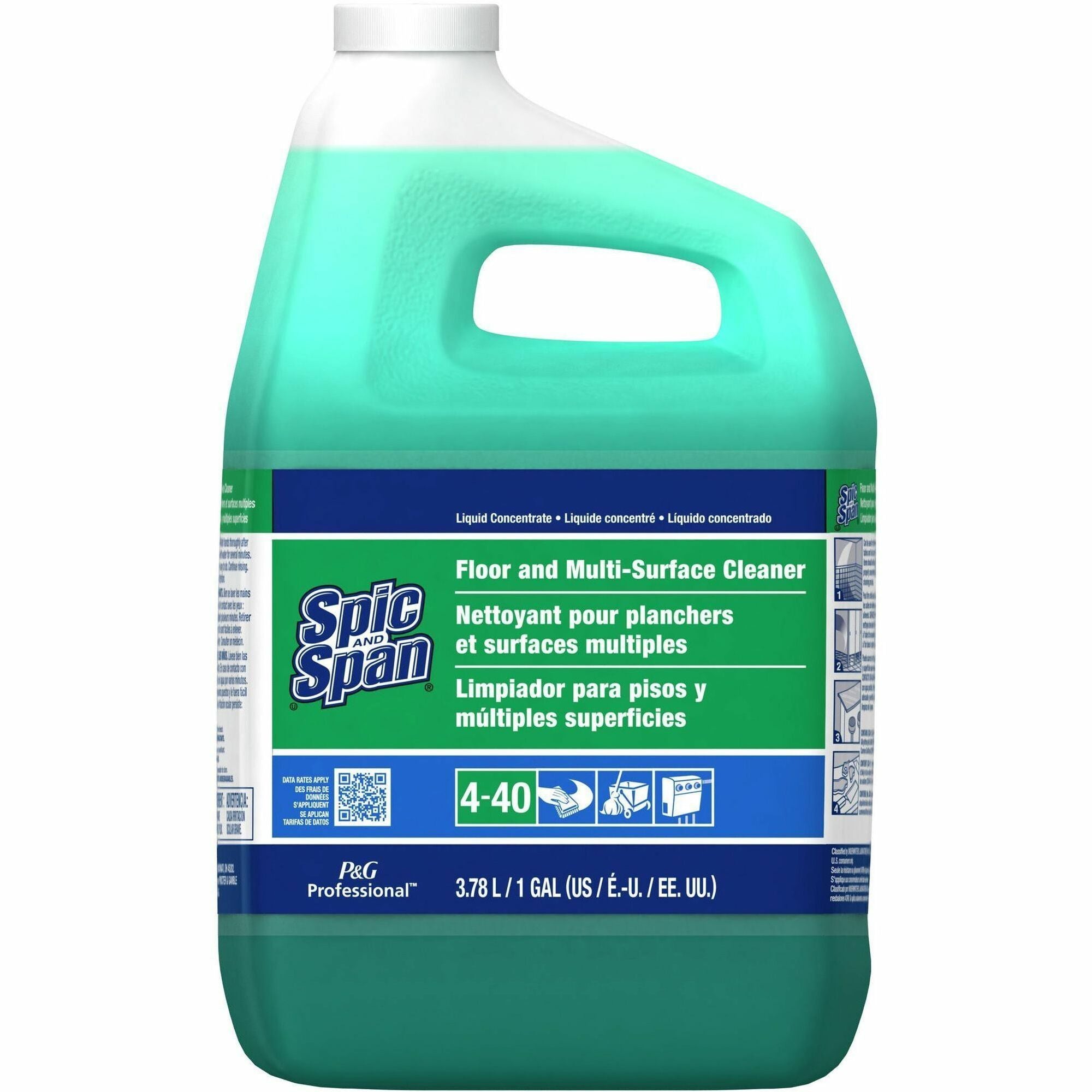 Spic and Span Floor Cleaner Concentrate, 128 fl oz (4 quart), Non-corrosive, Slip Resistant, Green, 3 per Carton
