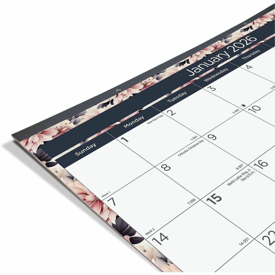 Blueline Abstract Floral Monthly Desk Pad