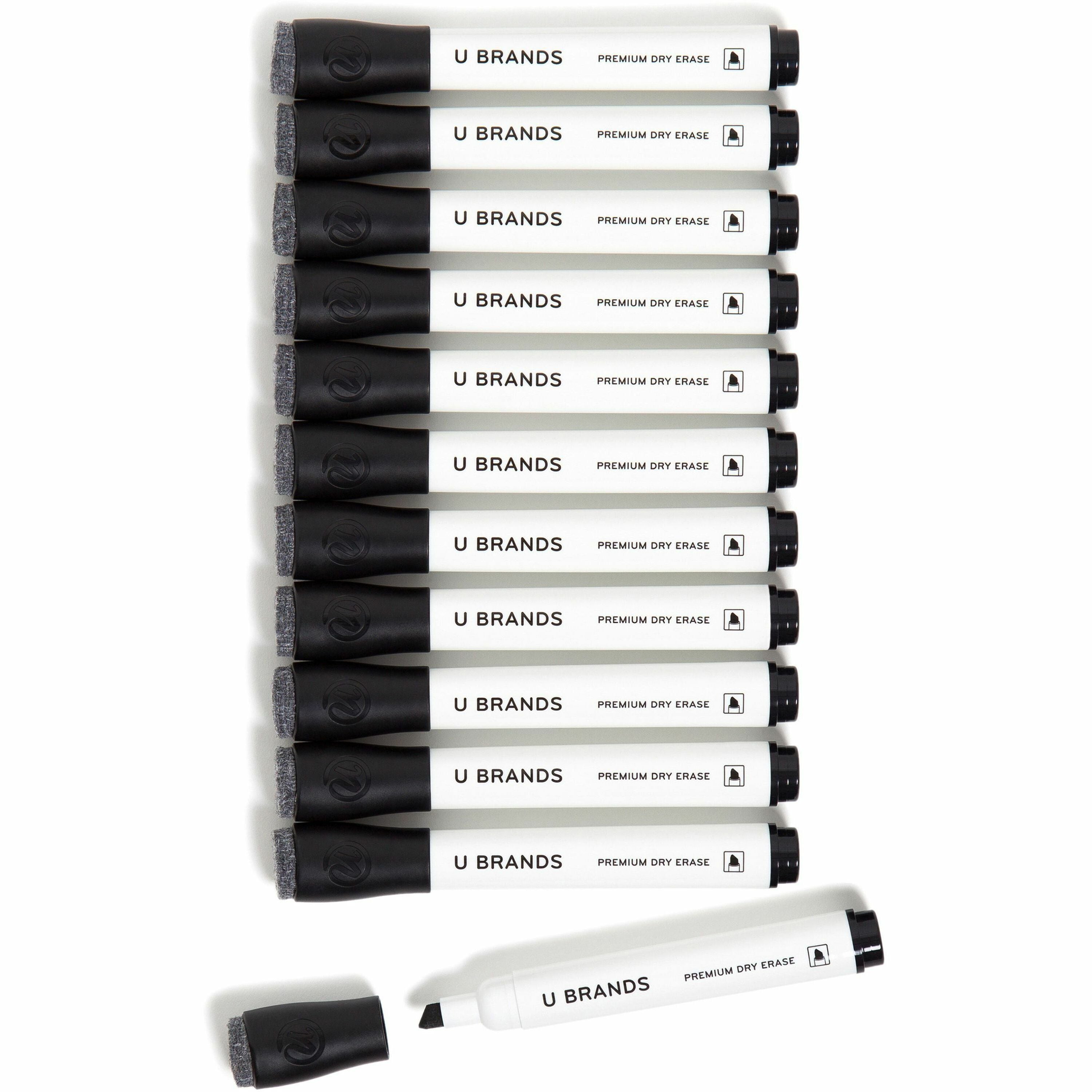 U Brands Chisel Tip Dry-Erase Markers, Black Ink, 12 Pack