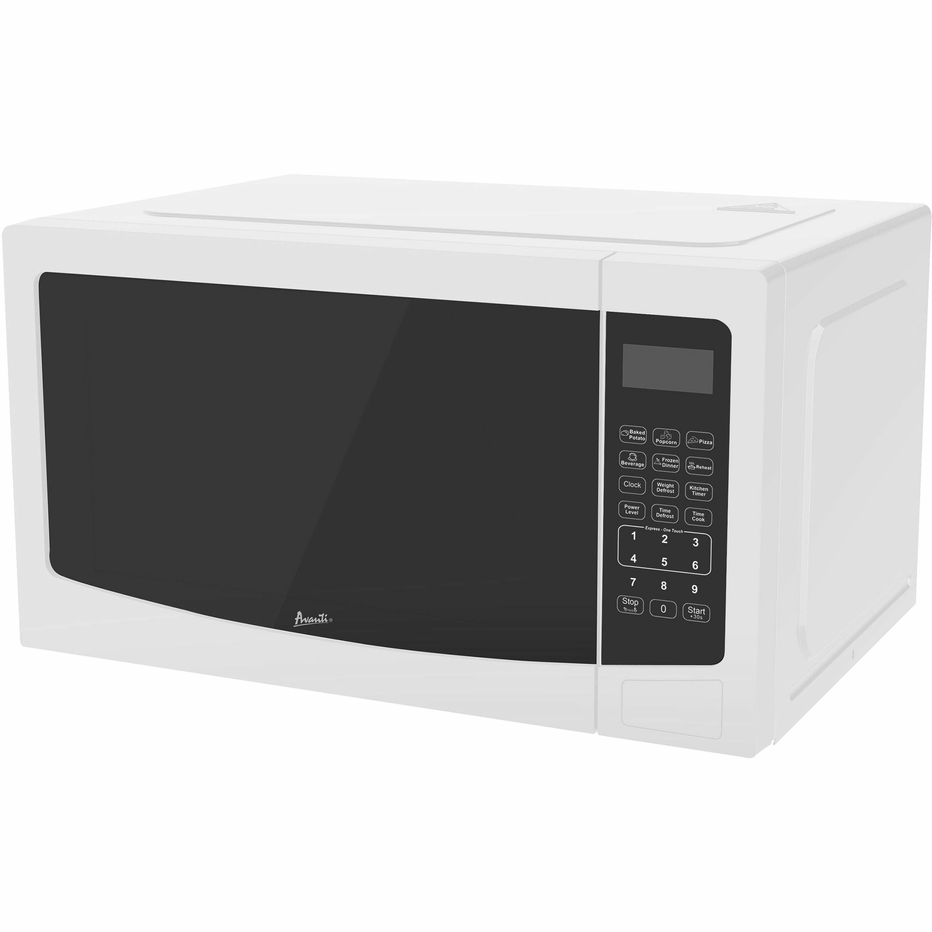 Avanti Microwave Oven, 1.1 ft³ Capacity, 1000W, 10 Power Levels, Countertop, White, 1 Each