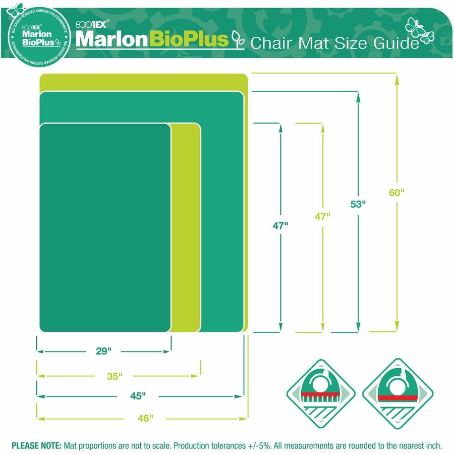 Floortex Eco Friendly Carbon Neutral Polycarbonate Chair Mat, 47" x 35" x 0.090", Rectangular, Clear, 1 Each, TAA Compliant
