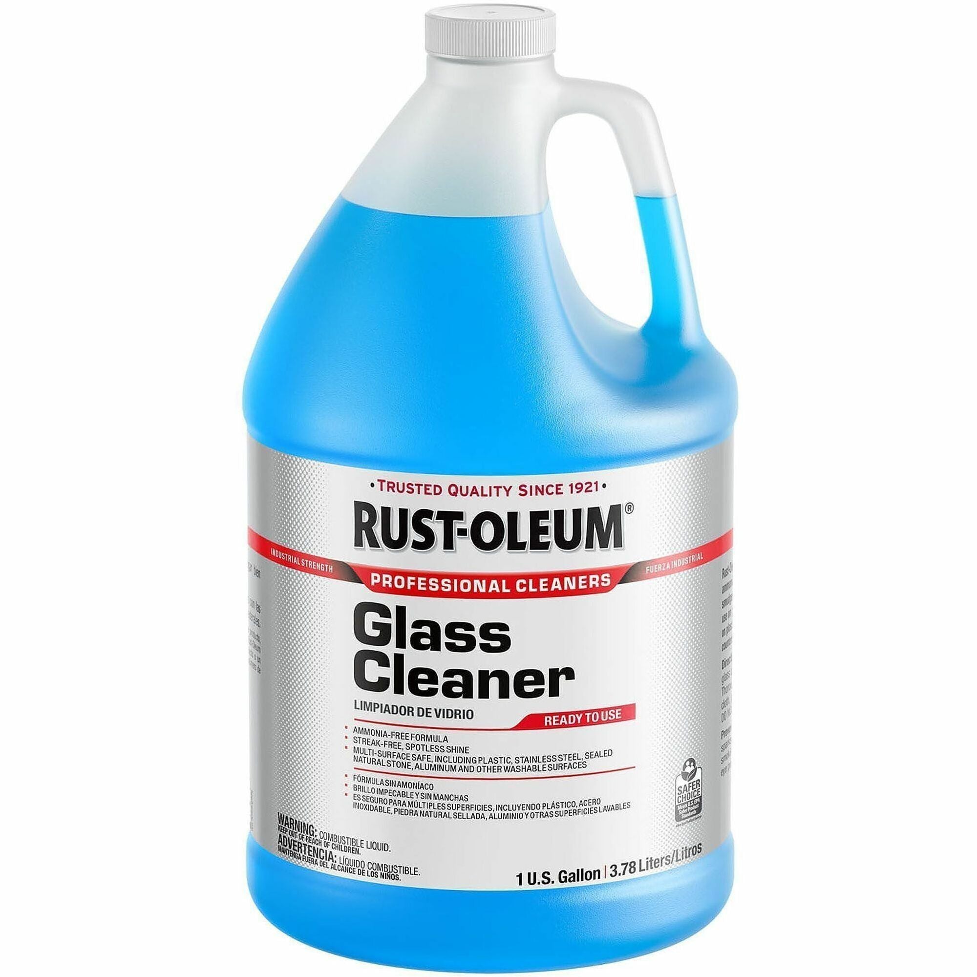 Rust-Oleum Professional Ammonia-Free Glass Cleaner, Streak-Free, Ready-To-Use, Blue, 128 fl oz (4 quart), 1 Each