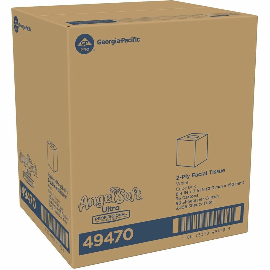 Angel Soft Professional Series Facial Tissue, 2-Ply, White, 96 Tissues/Box, 36 Boxes/Carton