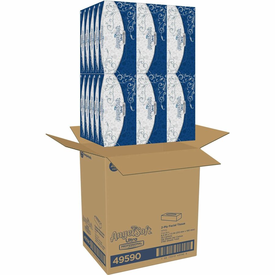 Angel Soft Professional Series Facial Tissue, 2-Ply, White, 126 Tissues per Box, 30 Boxes per Carton