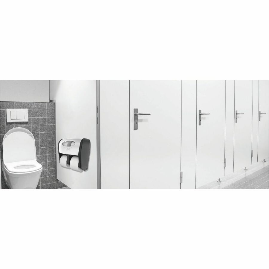 LoCor 4 Bath Tissue Dispenser, Roll Dispenser, 6000 or 12000 Sheet Capacity, 13.2" H x 13.6" W x 7.4" D, Plastic, Black, 1 Each