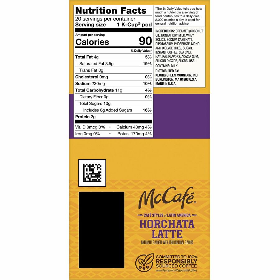 McCafé K-Cup Horchata Latte, Medium Roast, 24 K-Cups per Box, Compatible with Keurig Brewers
