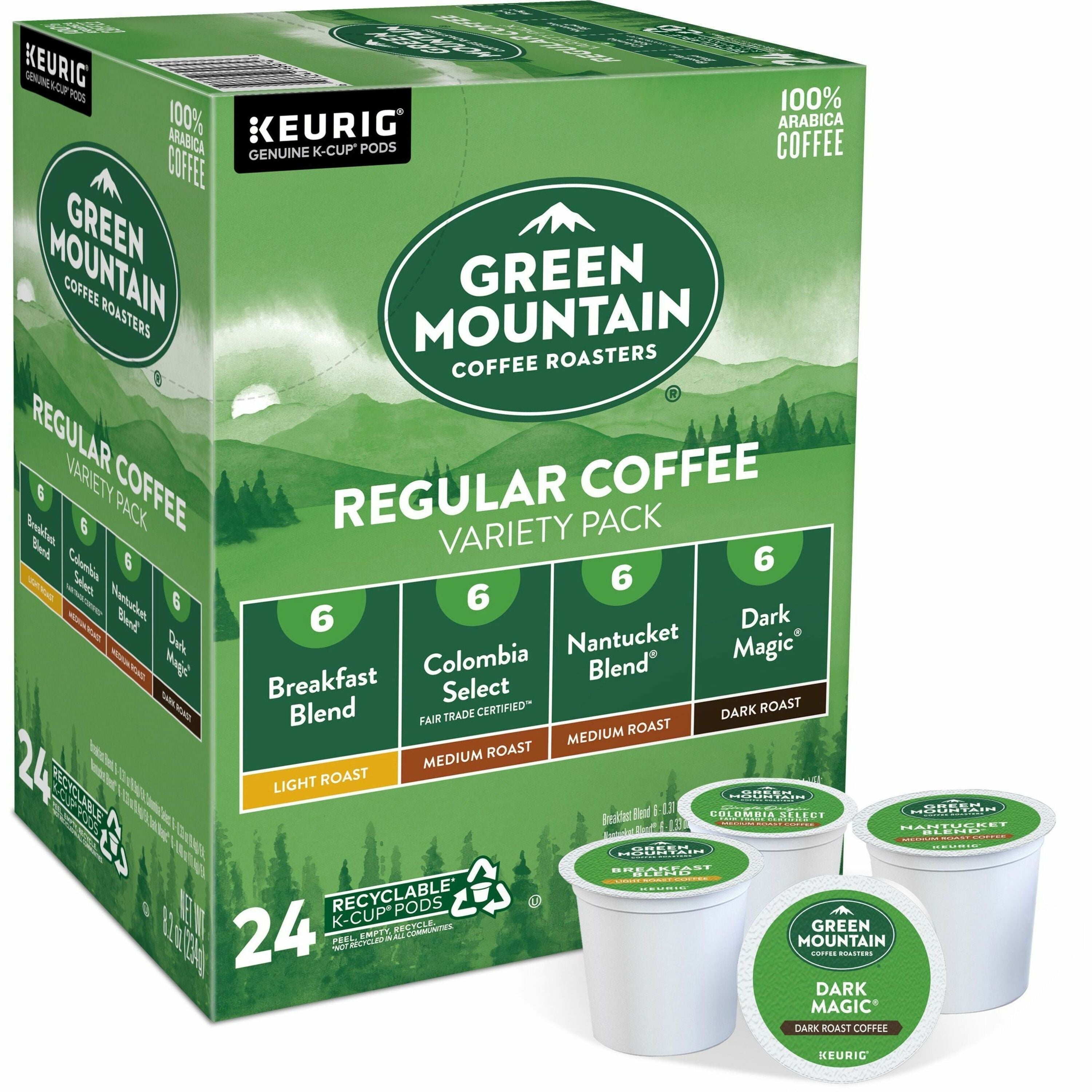 Green Mountain Coffee Roasters K-Cup Regular Coffee Variety Pack, Light/Medium/Dark Roast, 24 K-Cups per Box