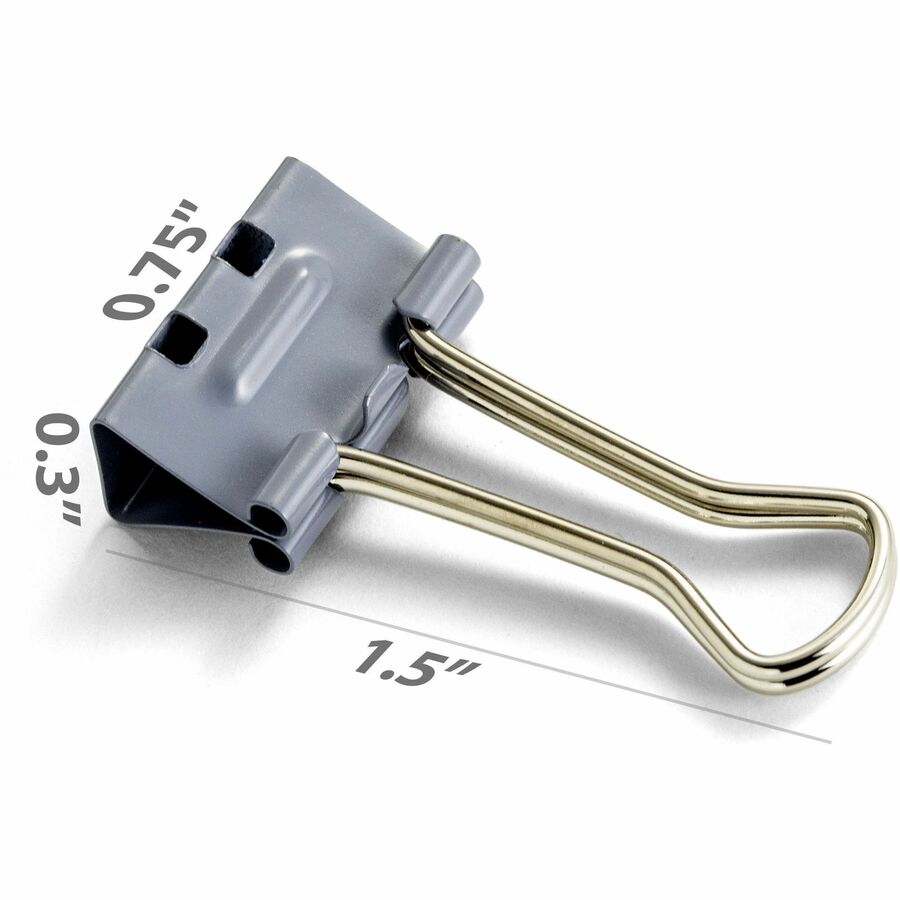 Officemate Binder Clip, Small, Gray, 2.8" x 1.7", 0.38" Capacity, 12 per Box