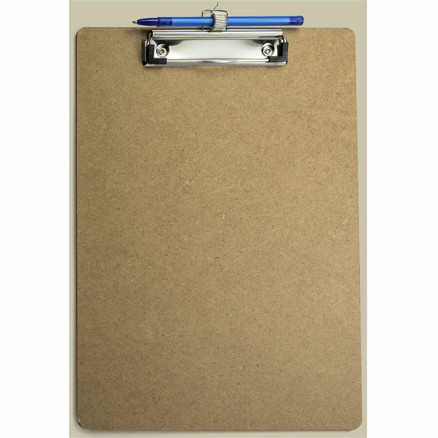 Officemate Low Profile Wood Letter Size Clipboard w Pen Holder