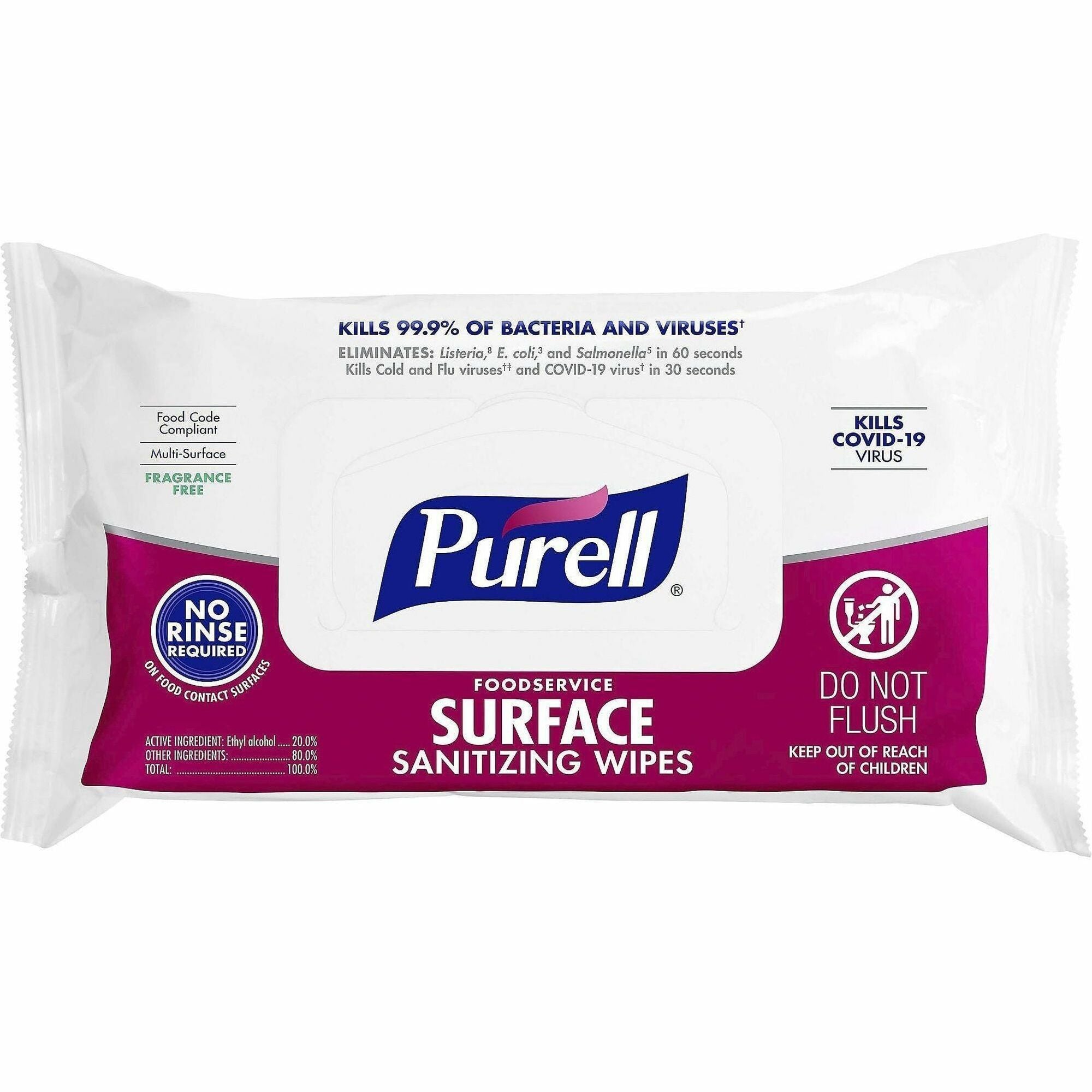 PURELL Foodservice Surface Sanitizing Wipes, White, 72 Pack
