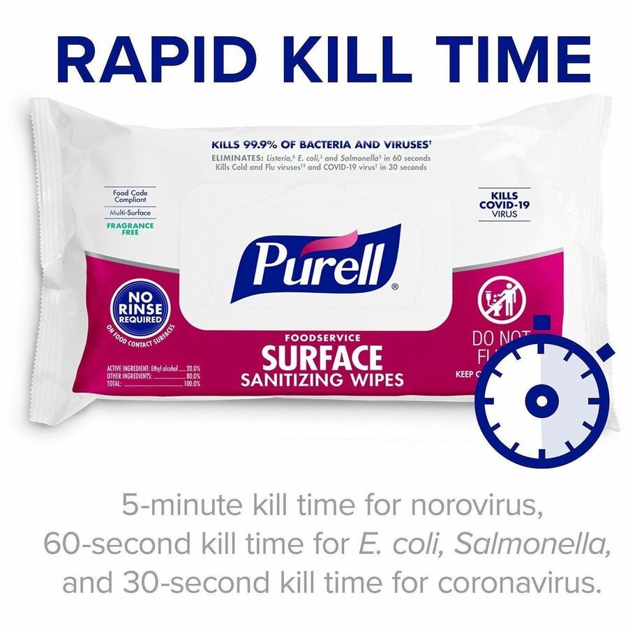 PURELL Foodservice Surface Sanitizing Wipes, White, 72 Pack