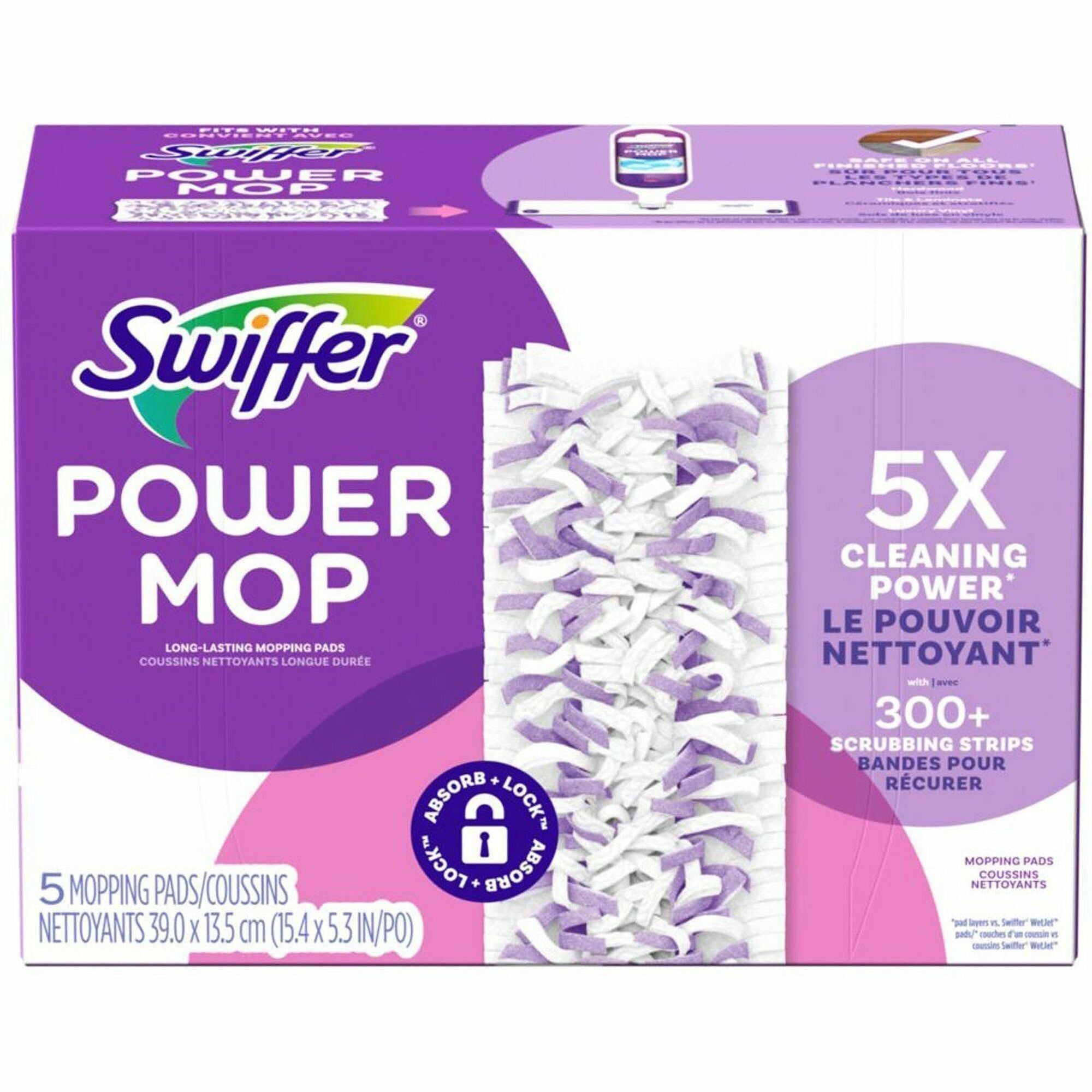 Swiffer PowerMop Mopping Pads, Purple, 5 Pads per Box