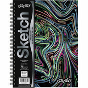 Pacon Fashion Sketch Book, 75 Pages, Spiral Bound, 120 g/m², 9" x 6", Neon Squiggles Cover, Acid-Free, Perforated, Durable, 1 Each