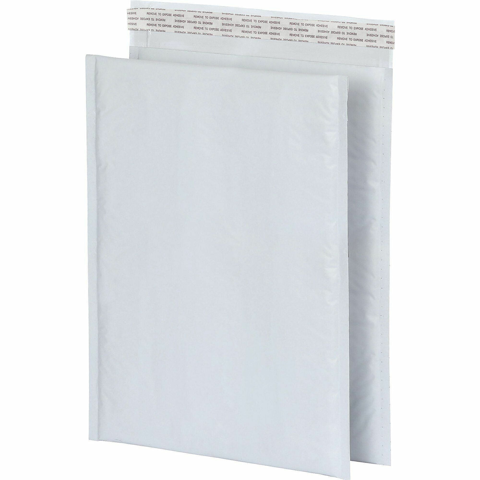Quality Park Poly Bubble Mailers, 10 1/2" x 15", White, Poly, Strip Closure, 25/Box