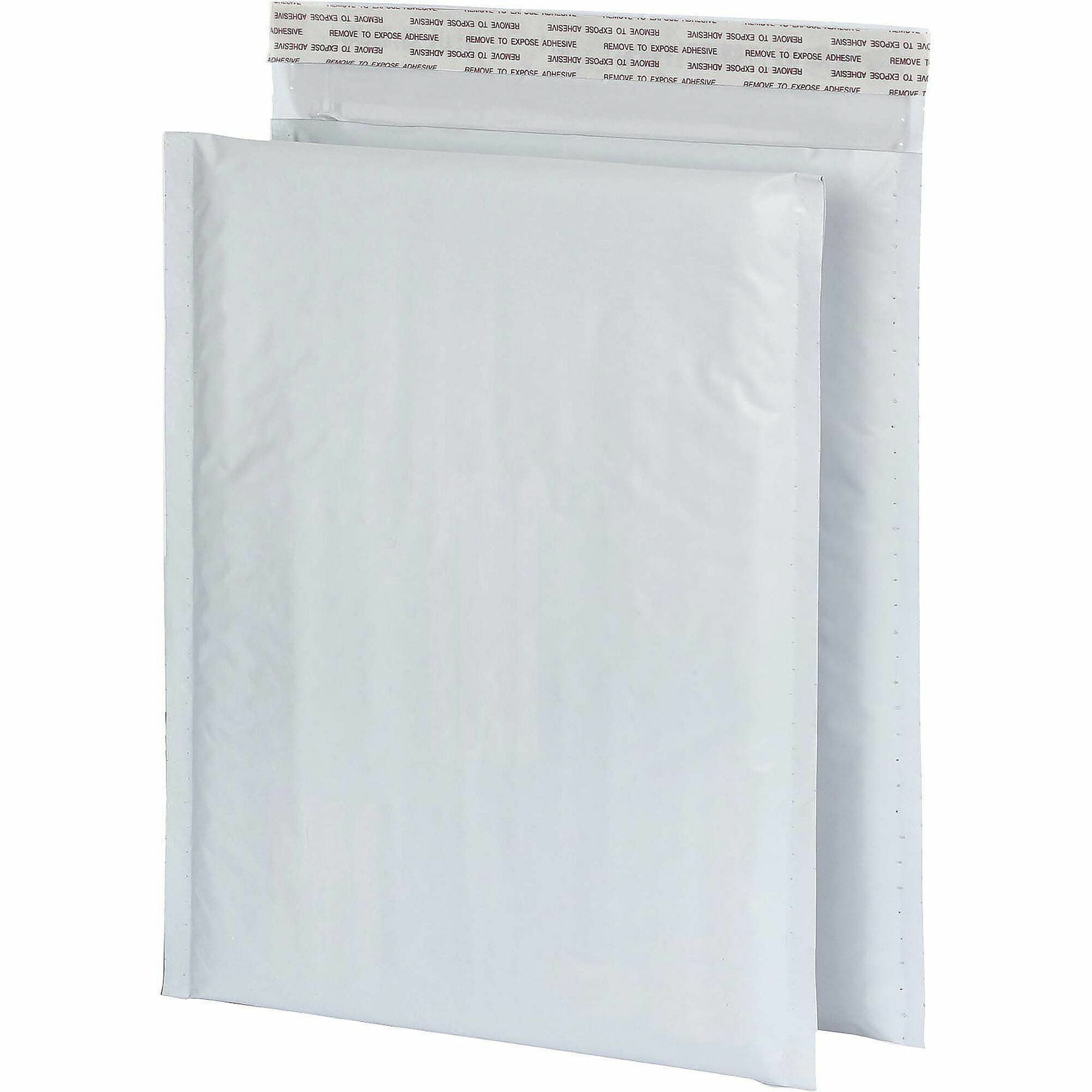 Quality Park Poly Bubble Mailers, 8 1/2" x 11", White, Poly, Strip Closure, 25/Box