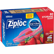 Ziploc Stand-Up Storage Bags, 1 Quart, Blue, 80/Box