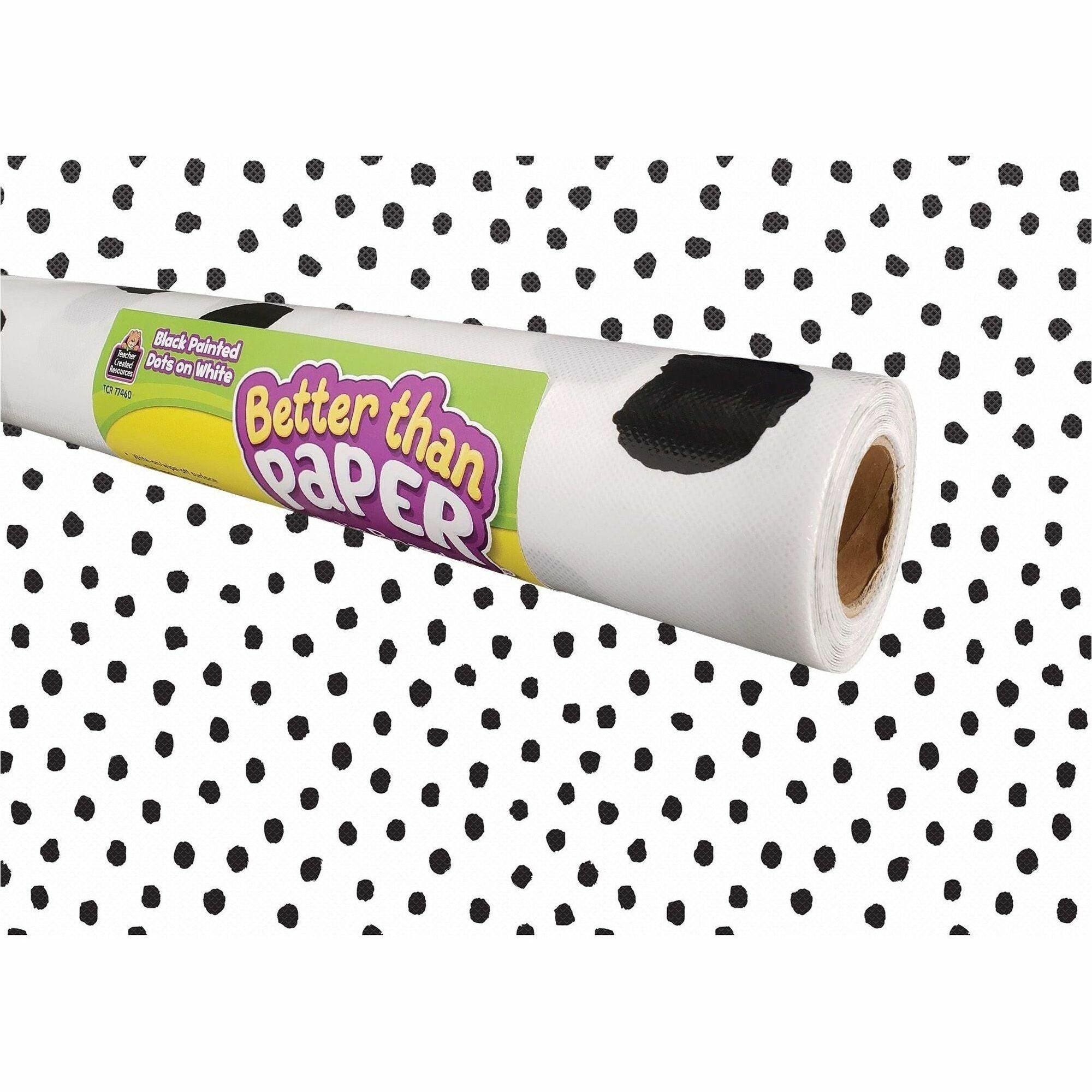 Teacher Created Resources Better Than Paper Board Roll, 48" x 12 ft, Black Dots on White, 1 Roll