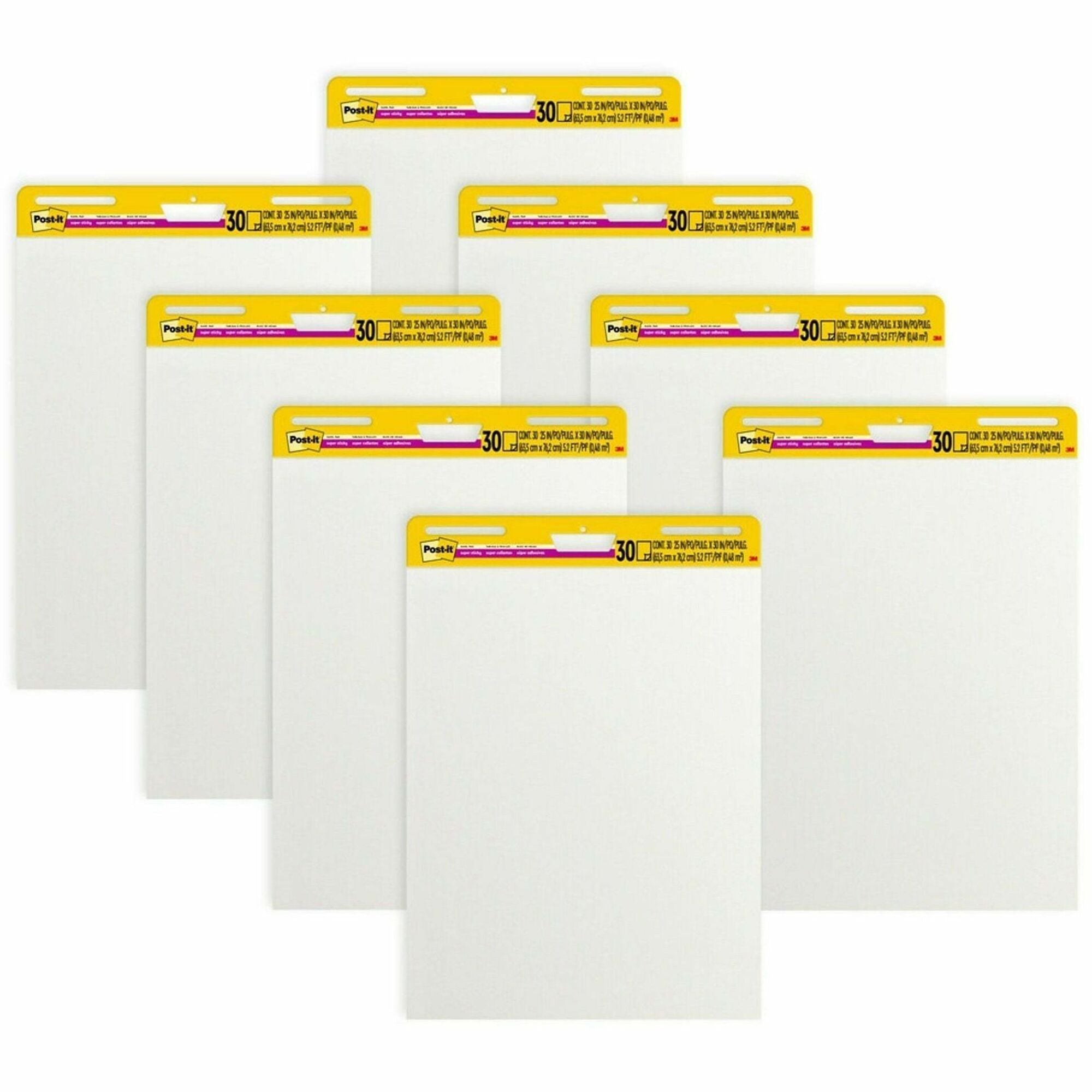 Post-it Super Sticky Easel Pad, 25" x 30", White, 8 Pack